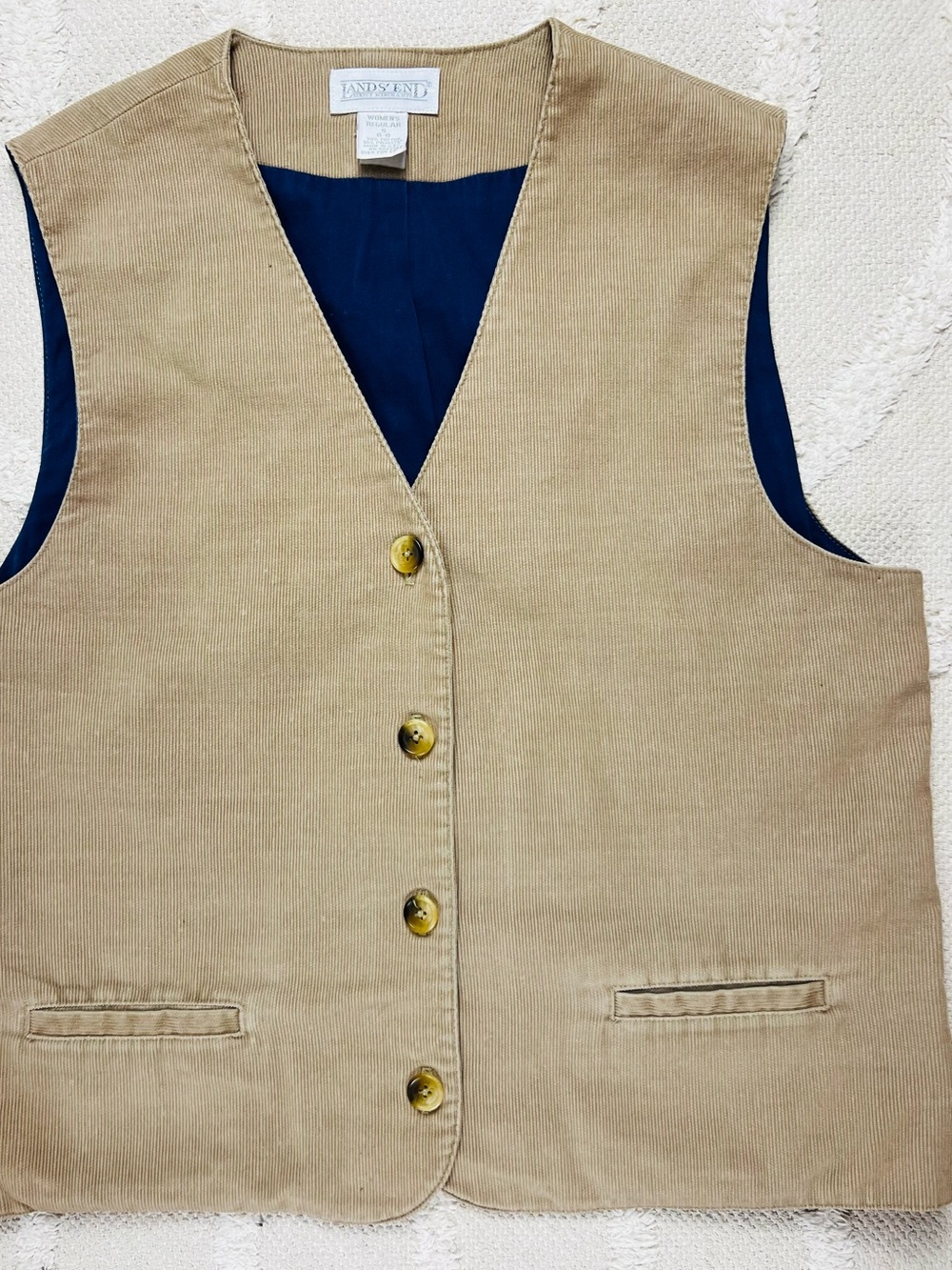 Vintage Land's End Corduroy Vest – Camel/Tan – Size Small